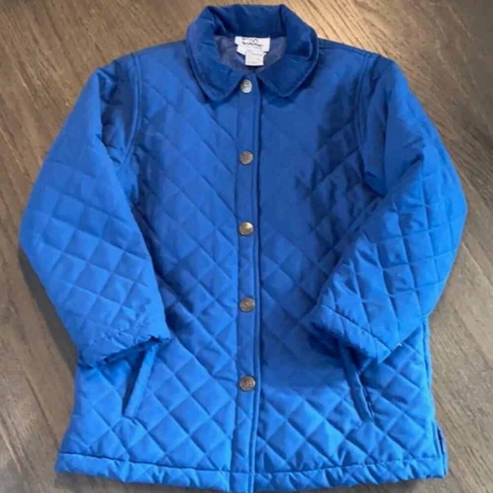 Lilly Pulitzer Girls M 7 Quilted Snap Front Barn Jacket preppy Blue